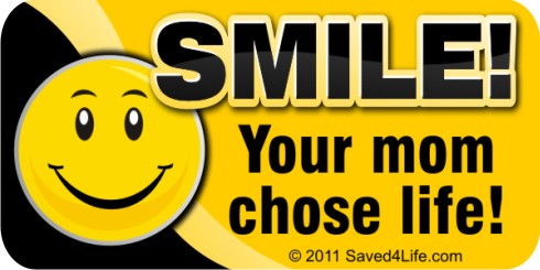 Smile! Your Mom Chose Life! (Smiley) 1x2 Envelope Stickers