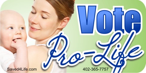 Vote Pro-Life (Mom & Babe) 1x2 Envelope Sticker