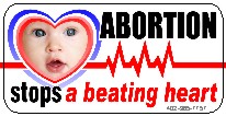 Abortion Stops a Beating Heart 1x2 Envelope Sticker